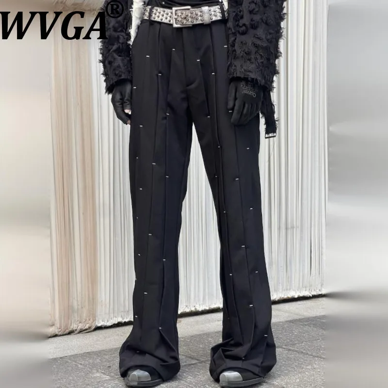 

WVGA Spring Autumn New Man Tide High Street Pleated Trendy Design Niche Chic Casual Straight Fashion Flared Pants Ins Y2K W12365