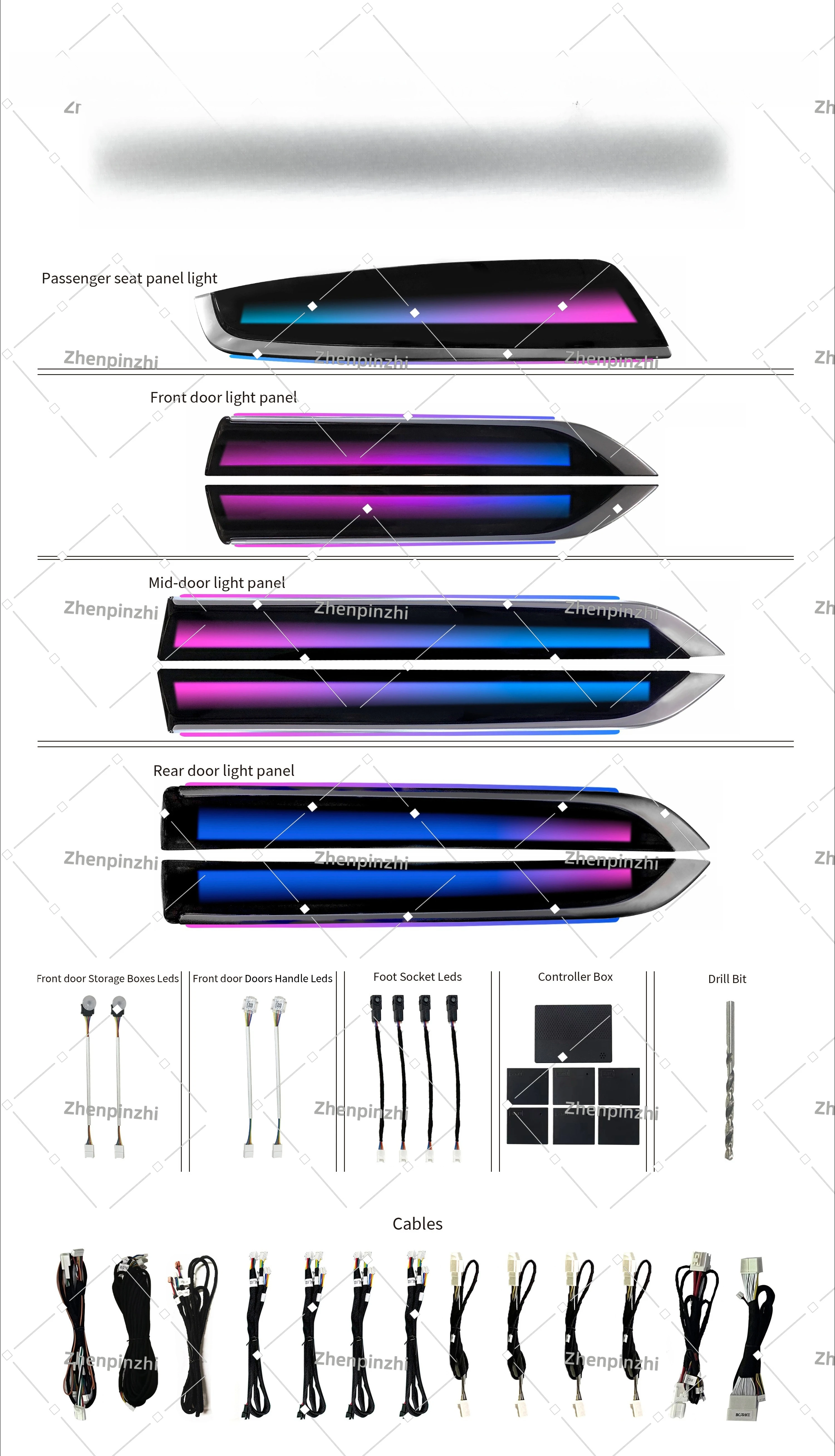 RHD LHD Right/Left Hand Driver Car Colorful Ambient Lighting Symphony Dynamic Style Suitable for 2015 - 2023