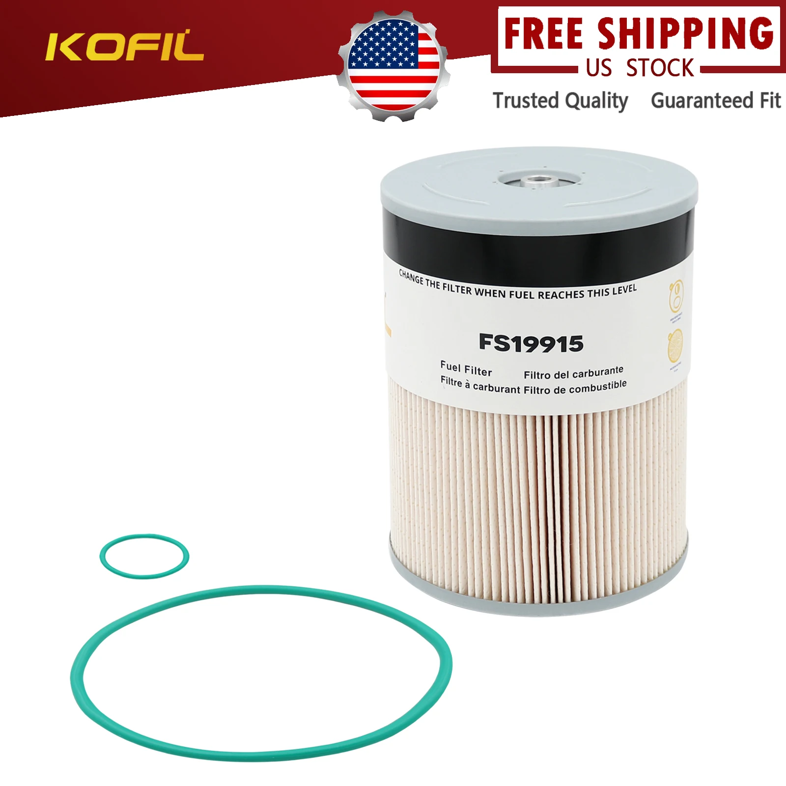 FS19915 Fuel Filter, for DD13, DD15, DD16, X15, ISX15 Diesel Engines, Replaces P551011, PF9804, L9915F, 86655, A0000903651, 3365