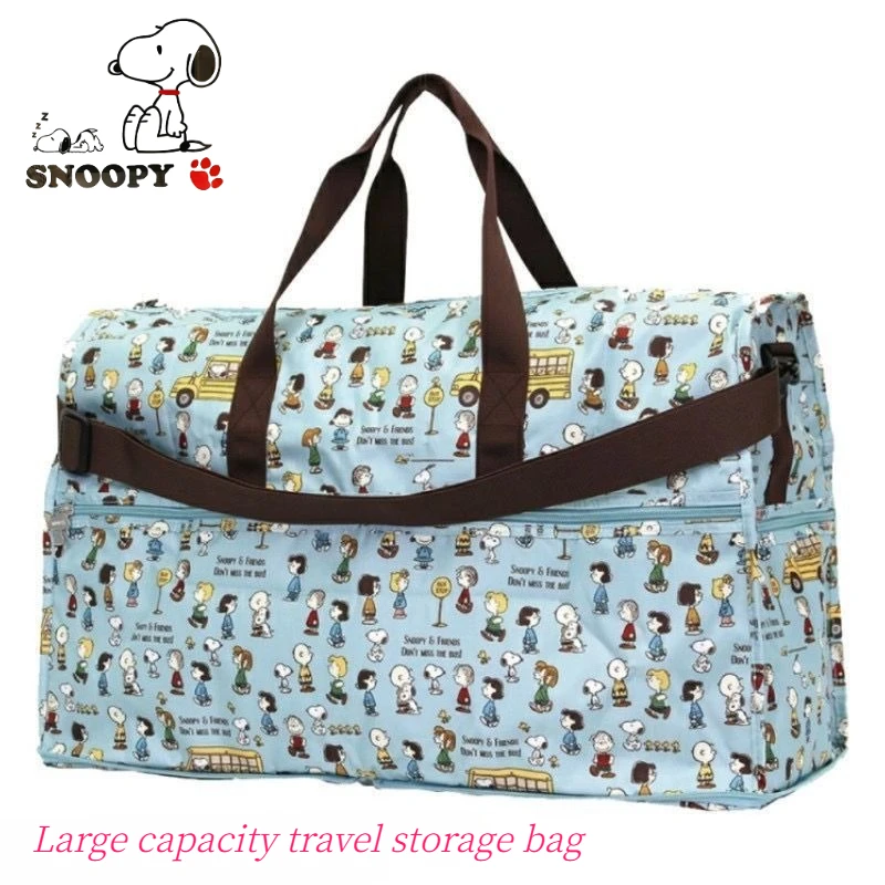 حقيبة سفر قابلة للطي لطيفة على شكل رسوم كرتونية سنوبي، حقيبة يد محمولة للمنزل مخصصة لتخزين الملابس بسعة كبيرة هدية