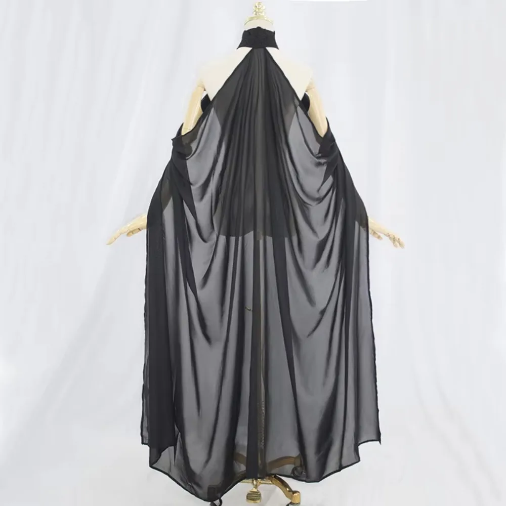 Elegant Chiffon Medieval Shawl Cape Lightweight Thin Gothic Wicca Robe Frog Button Halloween Party Cape Halloween Party