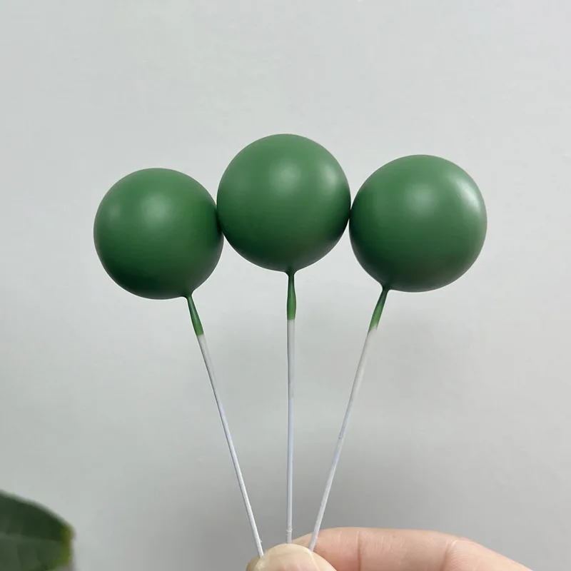20Pcs Jungle Cake Decorations Green Balls Cake Toppers Pearl Dark Sage Green Ball Cake Topper Safari Baby Shower Birthday Decor view 4