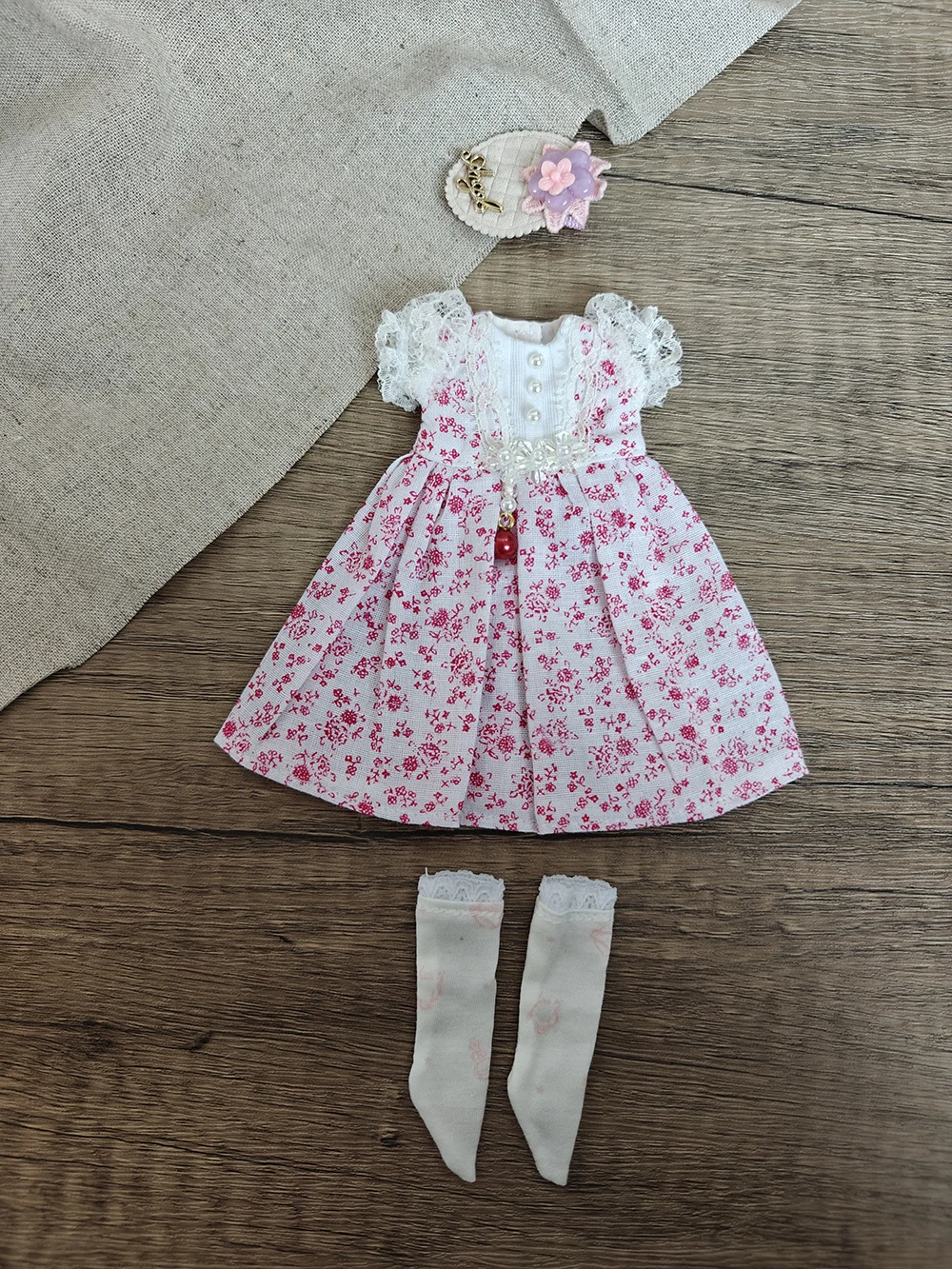 

Blythe dolls Clothes Pink print dress Suit clothes for blythe Doll Dress for Blythe Ymy Licca Azones Ob22 24 27 Doll Accessories