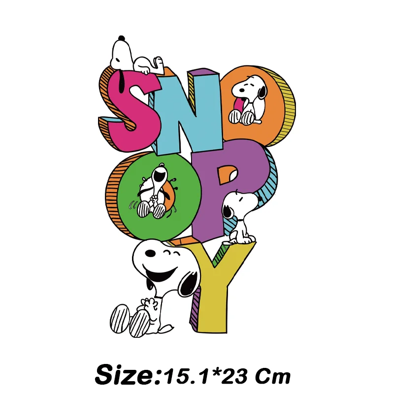 Simpatiche applicazioni di stiratura Snoopy per toppe di abbigliamento adesivi per trasferimenti di calore con motivo stampato in cartone animato