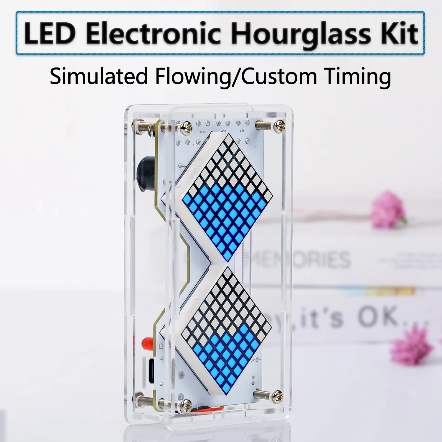 Kit de práctica de soldadura electrónica con detección de gravedad, circuito de reloj de arena electrónico con matriz de puntos LED