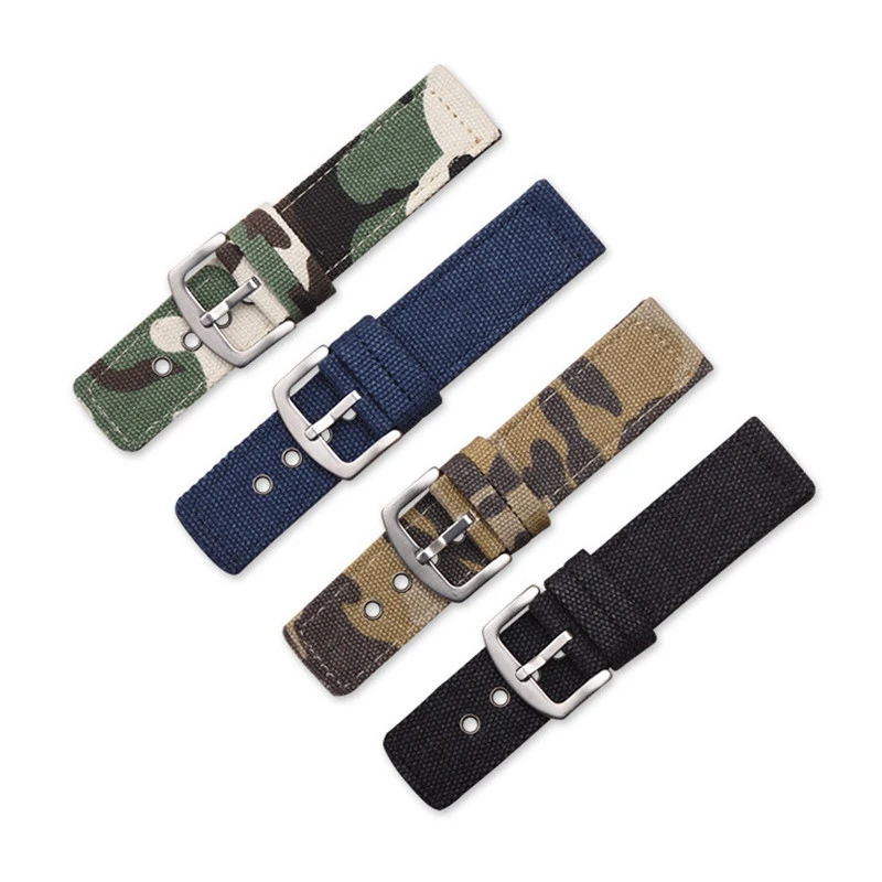 Watch Accessories Watch Band For Men Women Camouflage Replacement Watchband 18mm/20mm/22mm/24mm With Pin Buckle Nylon Strap