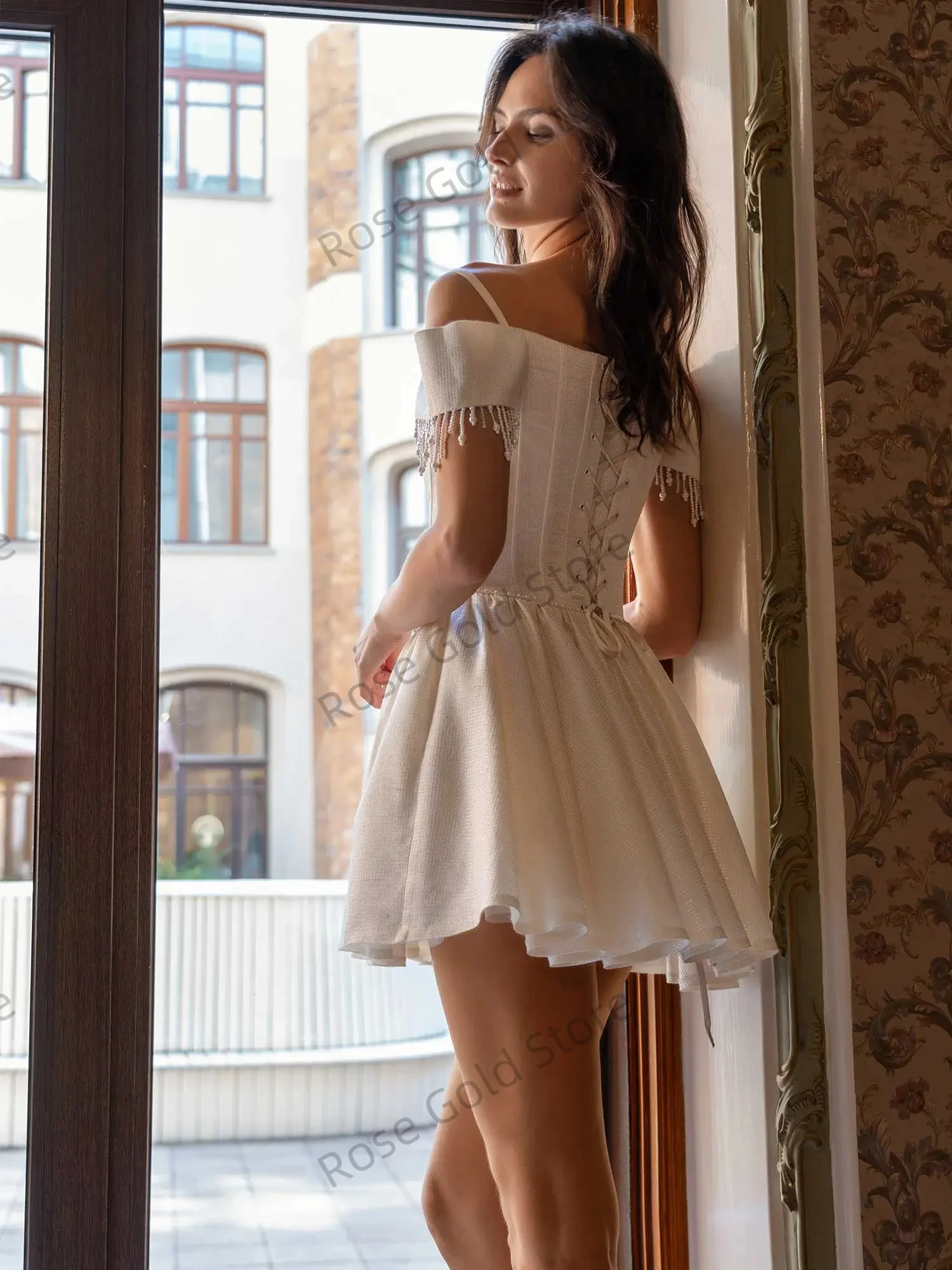 Proste, mini suknie ślubne dla kobiet, eleganckie suknie ślubne z satyny na ramiączkach spaghetti, krótkie letnie suknie na zamówienie, suknia wieczorowa.