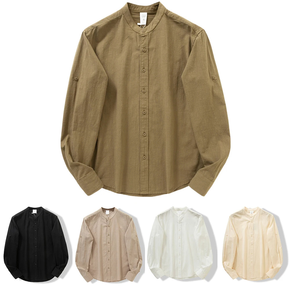 

Shirts For Man Cotton 100℅ Autumn Long Sleeve Elegant Old Money Social White Japanese Style Streetwear Fashion Blouse