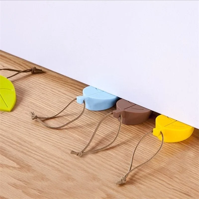 Leaves Shape Silicone Rubber Door Stop Stoppers Door Block Children Anti-Folder Hand Hotel Security Door Card Hanging
