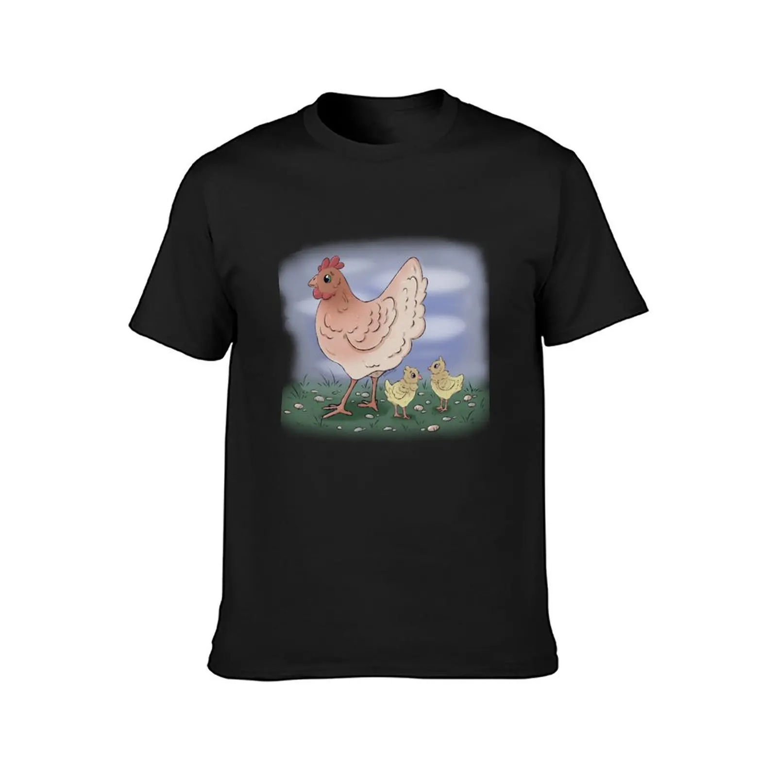 chicken mom with her chicks T-shirt boys whites anime clothes oversized t shirt men