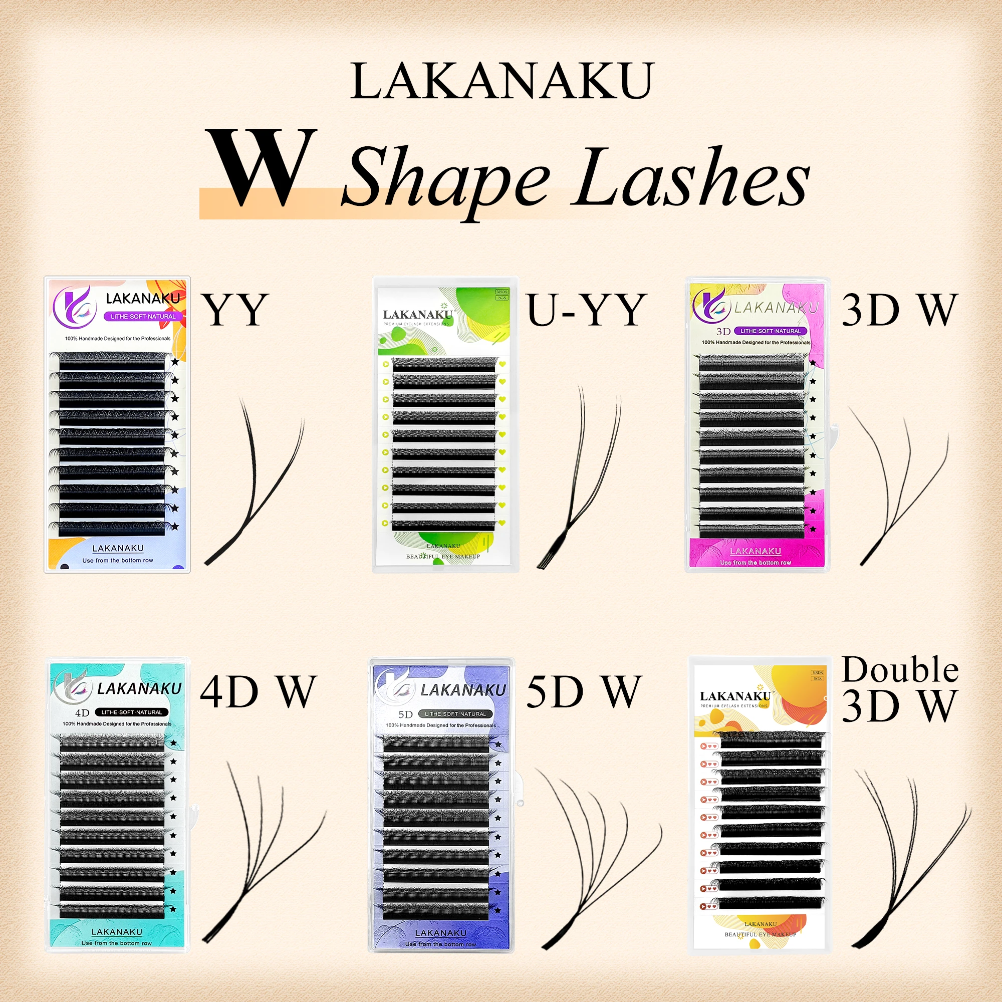 LAKANAKU YY/3D/4D/5D/6D W Clover Eyelashes Extension Cilios Extensiones De Pestañas Premade Fans Eyelash Extensions Volume