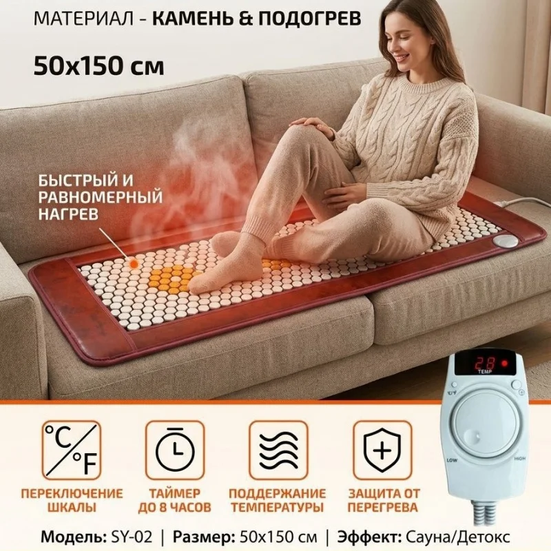 Russian cross-border custom-made tourmaline hexagonal germanium stone electric heating sofa cushion, suitable for all seasons, t