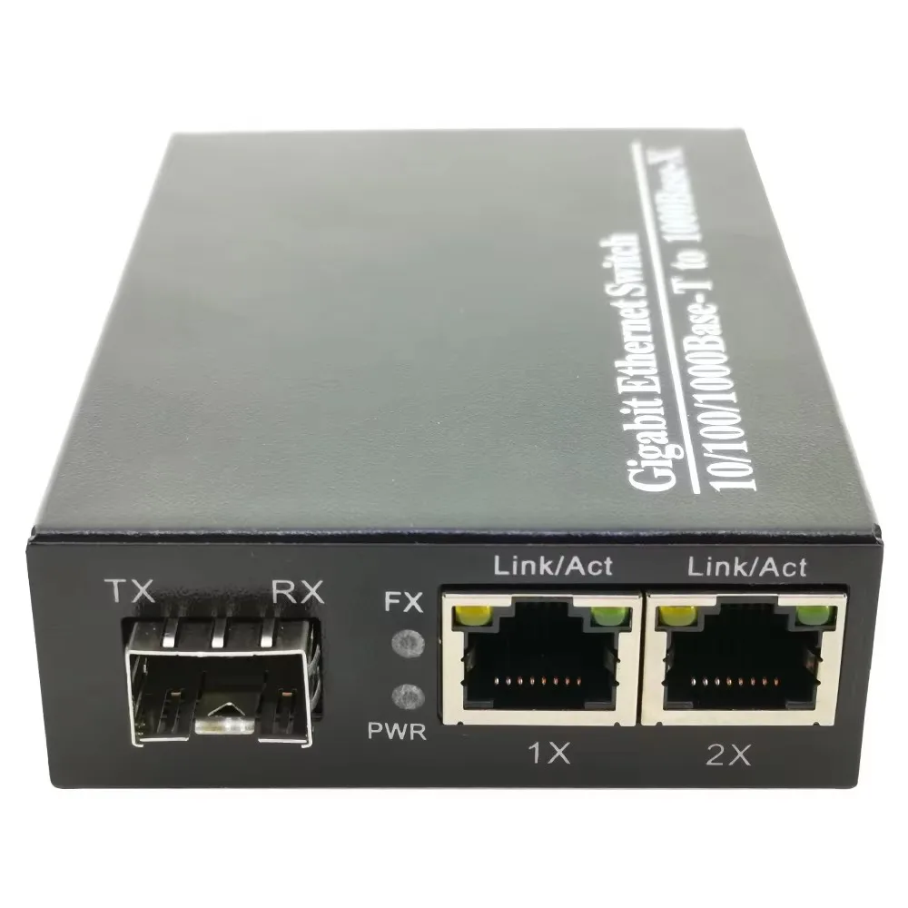 SFP Fiber Media Converter to RJ45 Gigabit Media Converter SFP 2 Port 1000M Ethernet Converter Transceiver fiber Optical Switch