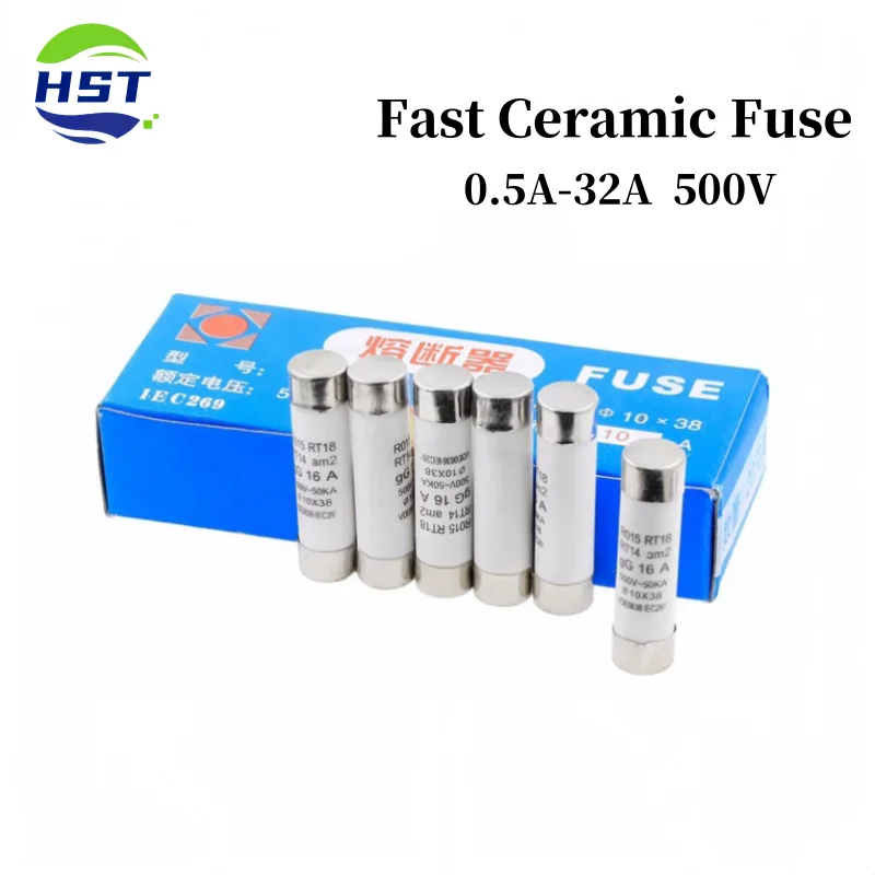 5pcs Ceramic fuse 10*38, 10x38mm, 500V, A, 1A, 2A, 4A