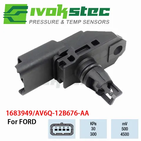 Датчик давления наддува (MAP) для Ford Fiesta Mk6 1.6 TDCi, Mondeo Mk4, Ford SMAX 2.0 2006-2020, AV6Q-12B676-AA
