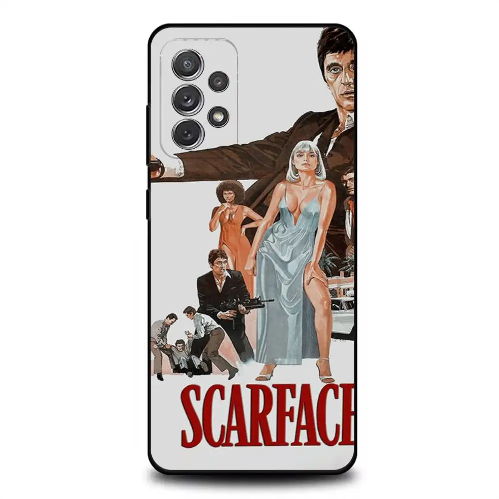 حافظة هاتف S-Scarfaces 1983 F-Film لهاتف سامسونج S 25,24,23,22,30,21,10,9,Ultra,Plus,Lite,FE,4,5G حافظة ناعمة سوداء