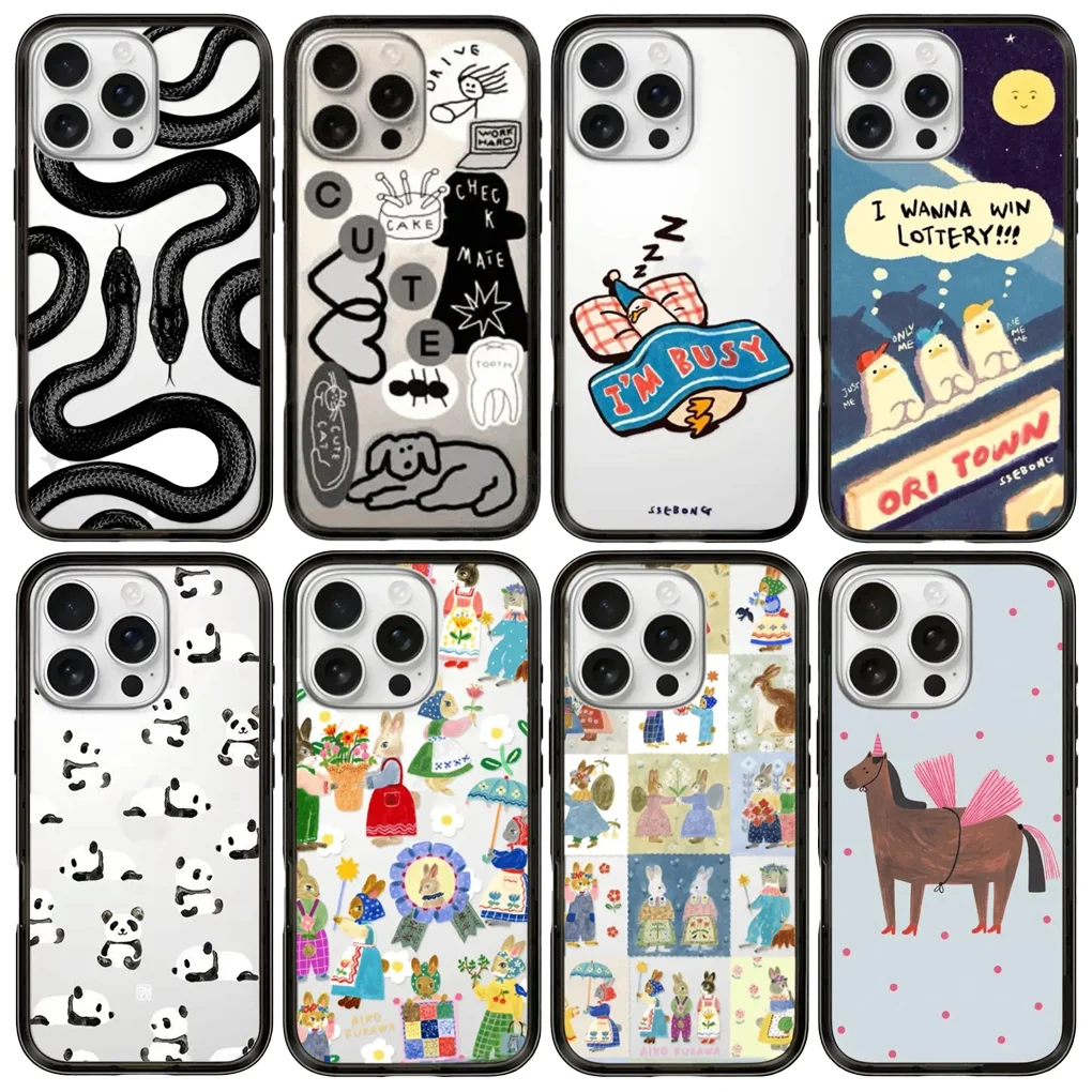 

Snake New Type Imprinted Letters on The Border Protective Acrylic MagSafe Case for IPhone 15 Pro 16 Pro Max Cover Shell