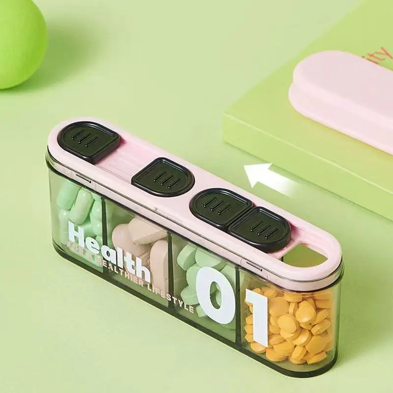 1pc new type of compartmentalized portable medicine box for traveling. A mini medicine box that is sealed and dust-proof, used f