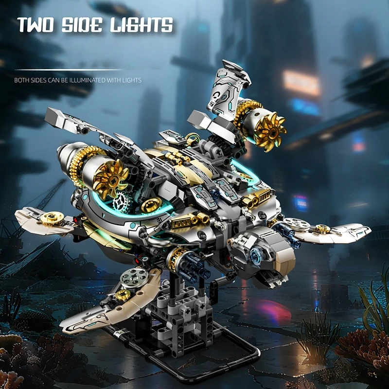 2025 creativo mecánico tortuga marina bloques de construcción Motor potencia océano criaturas DIY decoración de mesa cumpleaños regalos de navidad