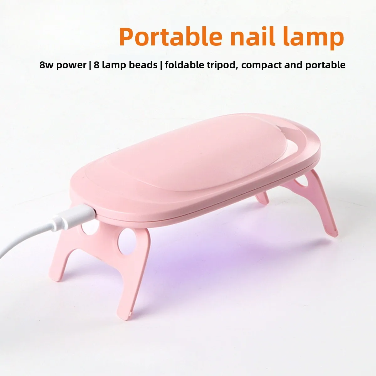 8W Dual Source Mini Portable Nail Lamp, Foldable Handheld Mini Nail Mouse Lamp for Gel Curing tools