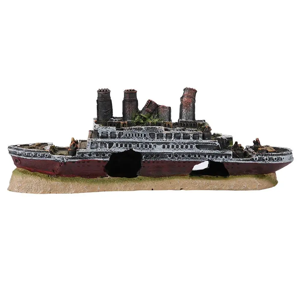 Titanic Shipwreck Aquarium Decoration Ornament - Fish Tank Landscape Decor & Accessories