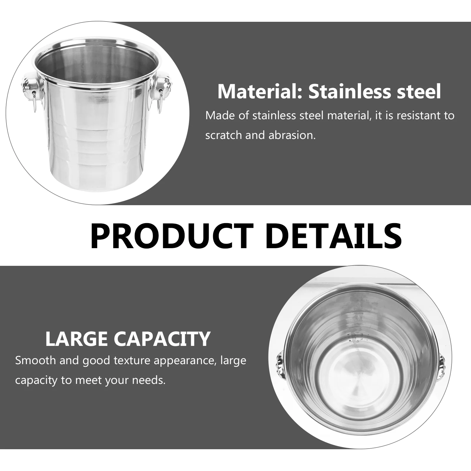 Stainless Steel Ice Bucket Bucket Fruit Juice Coolers for Bar Restaurant 3L