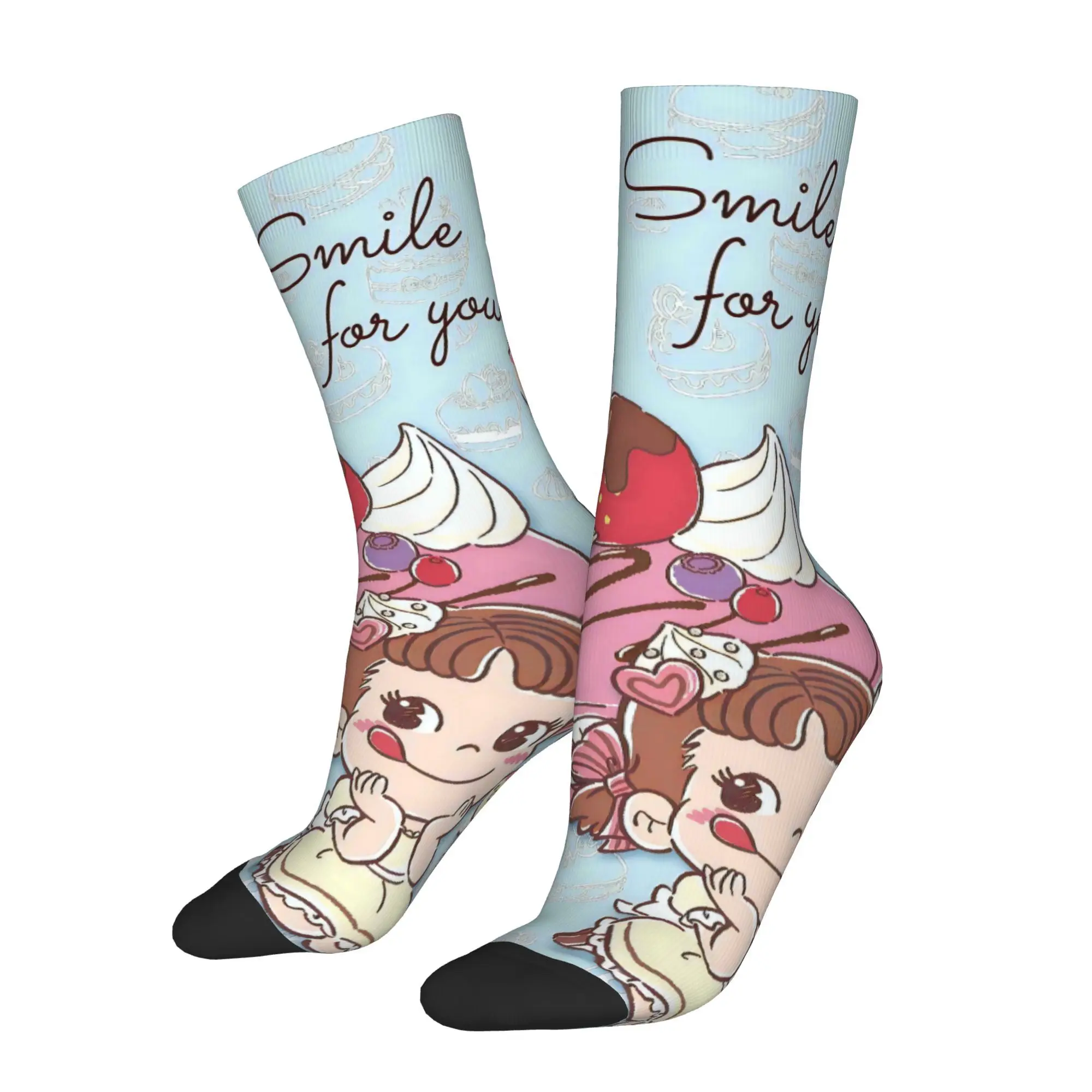 

Funny Happy Men's Socks Cartoon Food Pattern Retro Harajuku Hip Hop Novelty Crew Sock Gift Pattern Printed