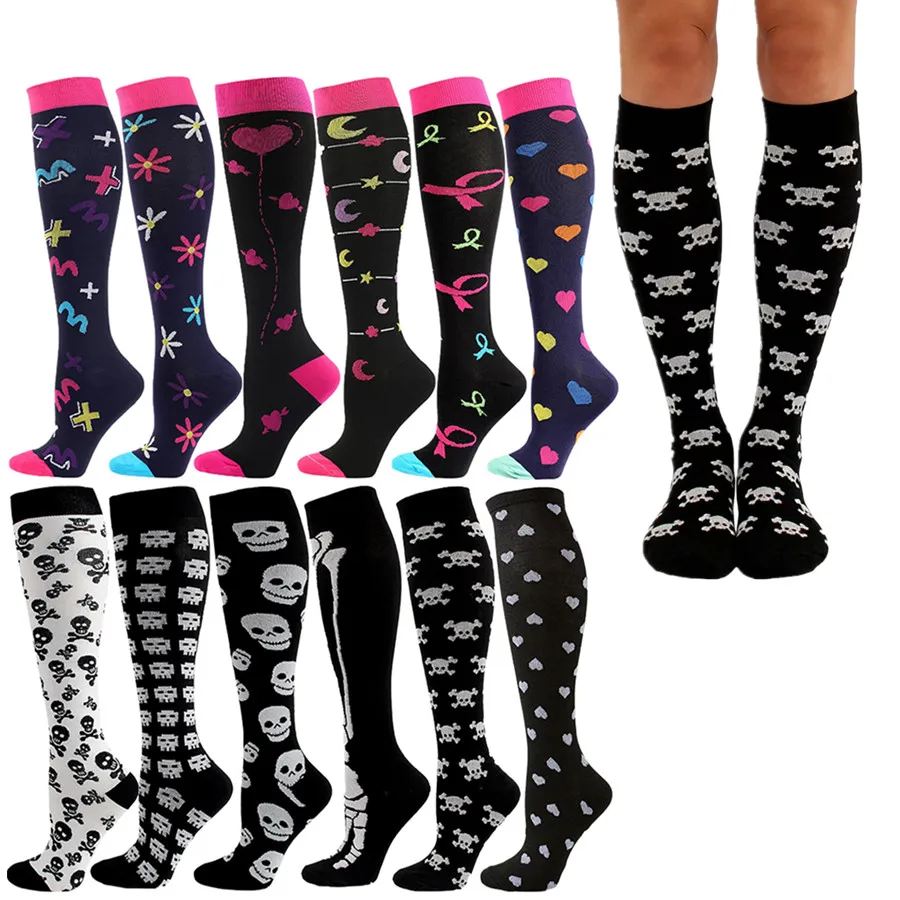 

1/12 пары мужских и женских компрессионных носков для тренировок, бега, йоги, скейтборда