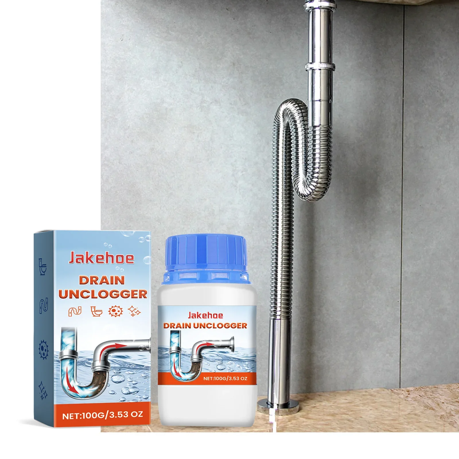 

Drain Cleaner Powder - Helps Dissolve Hair Grease Unclogs Toilet Sink Floor Drain Kitchen Bathroom Deodorizes Pipes