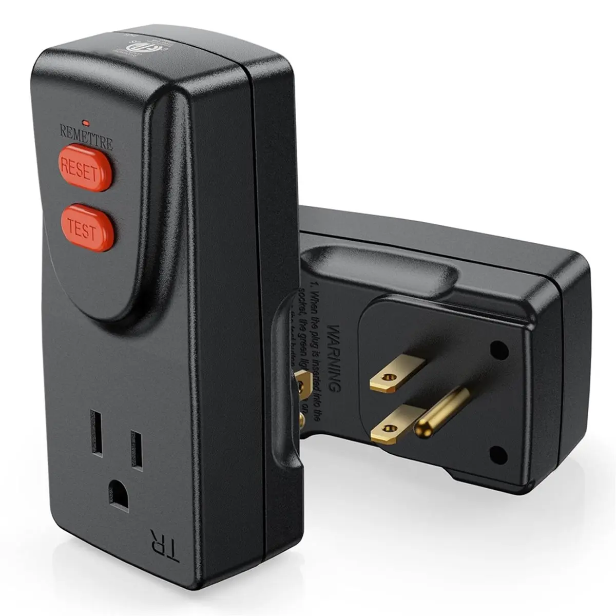 A20I GFCI Adapter 15A 3 Prongs Grounded, Portable Plug-in Ground Fault Circuit Interrupter to Protect Electric US Plug