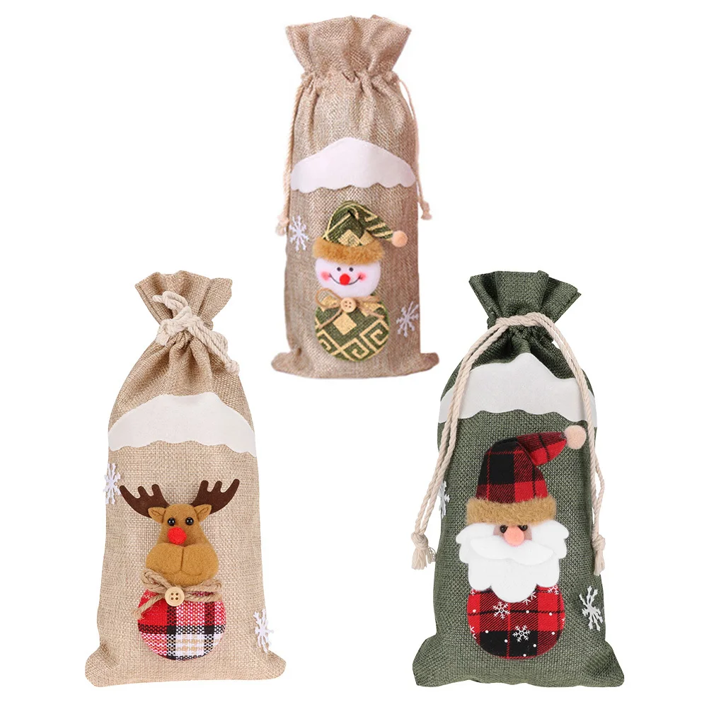 

3 Pcs Holiday Bottle Cover Wine Covers Decoration Christmas Topper Decorations Bag