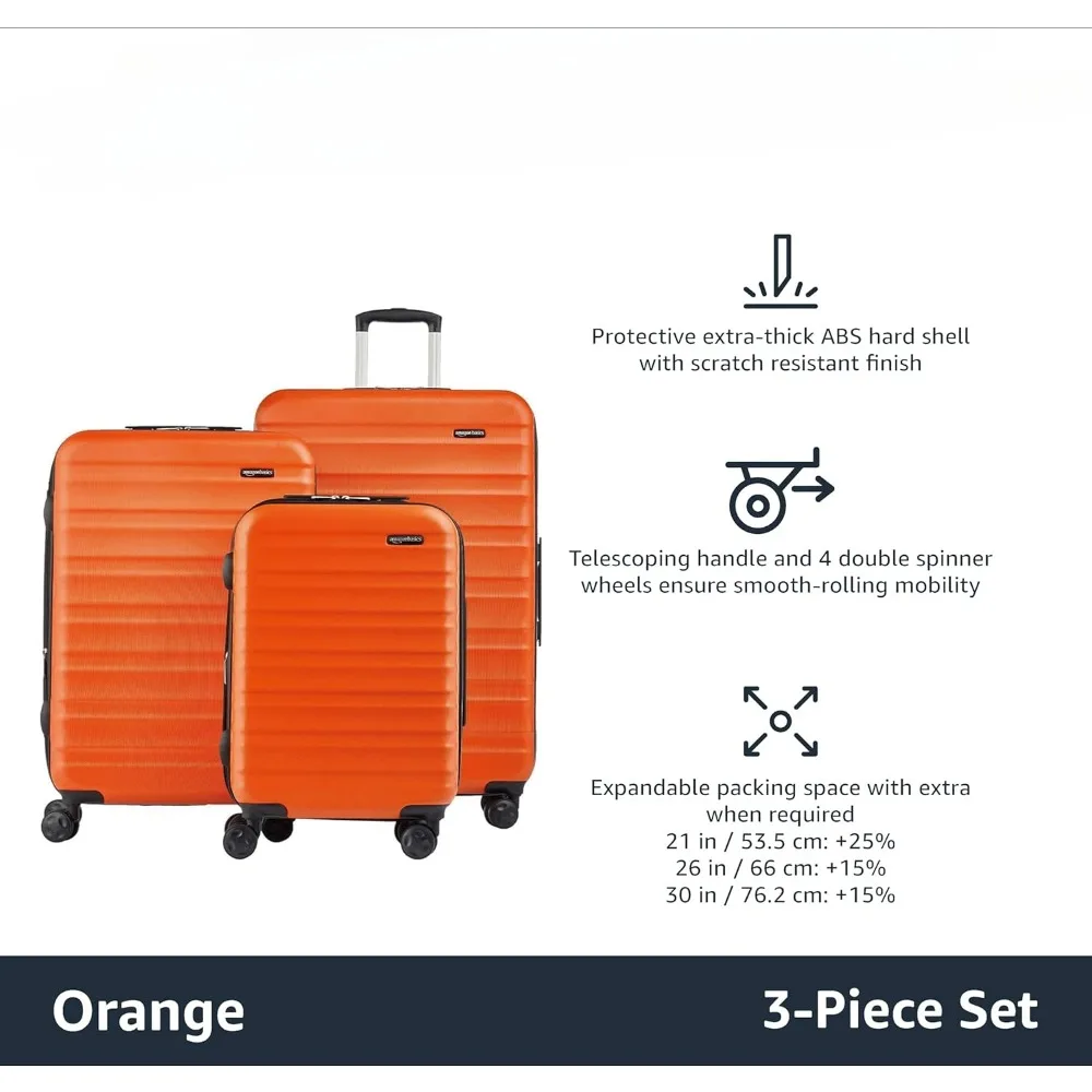 3-Piece Luggage Sets with Wheels, Hardside Expandable Suitcase With Four Spinner Wheels and Scratch-Resistant Surface, Suitcase