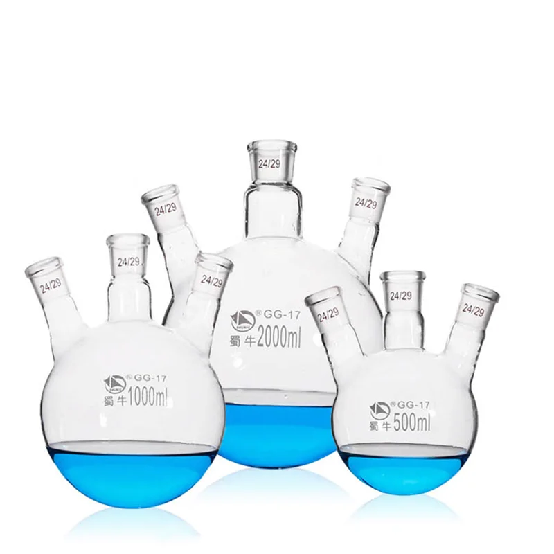 1pcs Lab 50ml/100ml/250ml/500ml/1000ml/2000ml Three-seater Distillation Glass Flask (bevelled Mouth/straight Mouth)