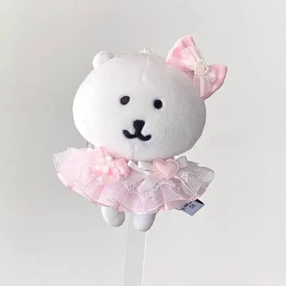 Pink White Lace Tulle Sakura Clothes Set for 10cm 13cm Cotton Plush, Self-Mocking Bear Outfit for Anime Merch Kpop Decor Layout
