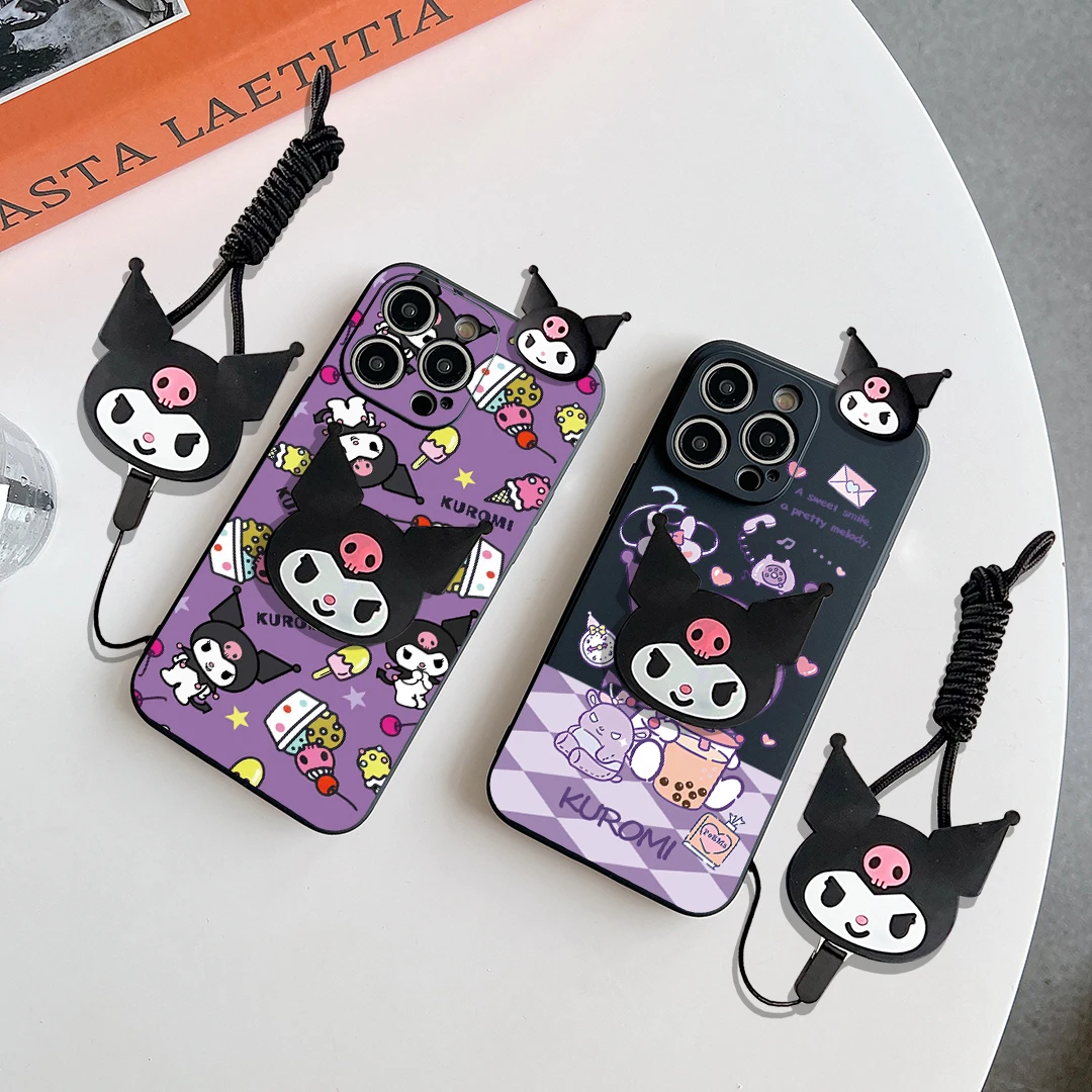 For Huawei P20 30 40 Mate 10 20 lite Pro Y9s Prime Ice Cream Kuromi Case With Holder Rope