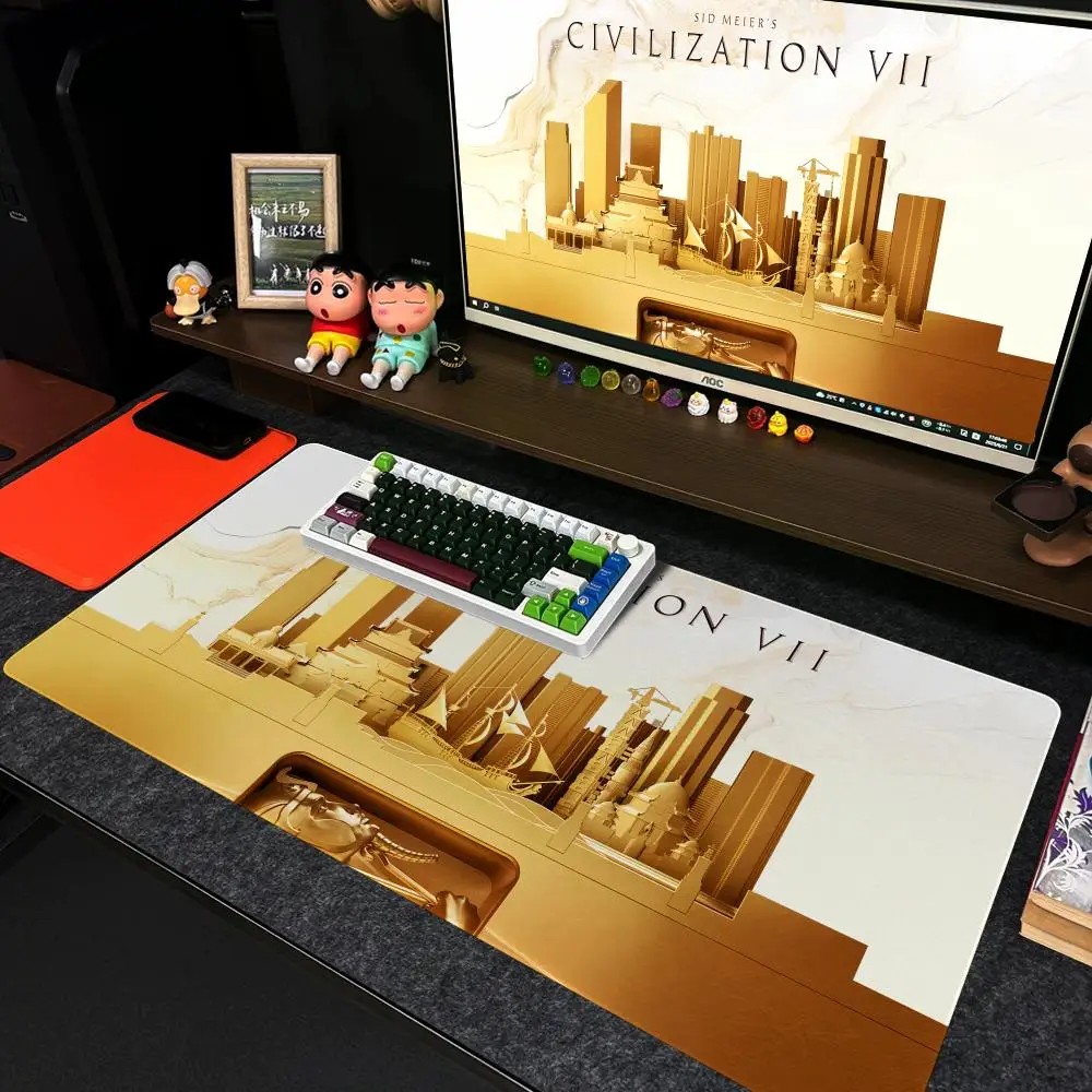 لوحة الماوس Xxl الكمبيوتر حجم كبير عدم الانزلاق ألعاب S-Sid لوحة المفاتيح Meiers 90x40 سنتيمتر الحضارة الفنية السابع تصميم HD Deskmat