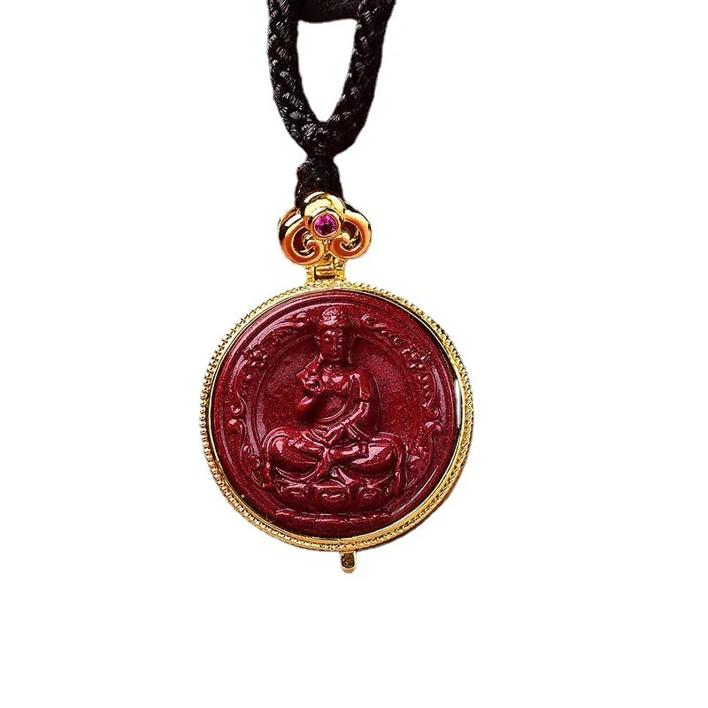 Natural Cinnabar Purple Gold Sand Zodiac Buming Buddha Pendant Buming Year Pendant Amulet Jewelry Gift