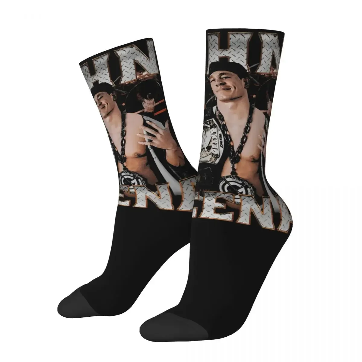 Vintage John Cena Bootleg Crew Socks Sweat Absorbing Cool Wrestler Skateboard Middle Tube Socks Comfortable for Wonderful Gifts