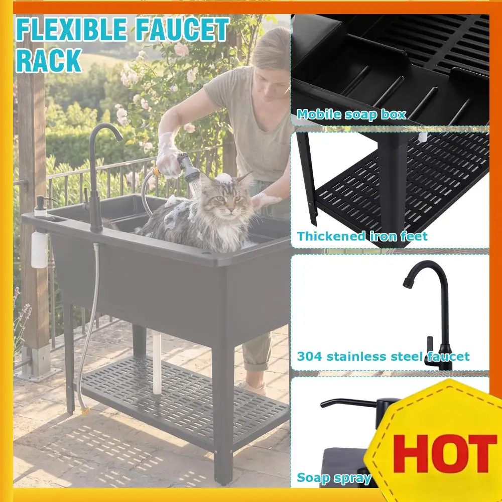 

Отдельностоящая раковина с краном из нержавеющей стали и дозатором для мыла, уличная станция для мытья рук для гаража, подвала, сада