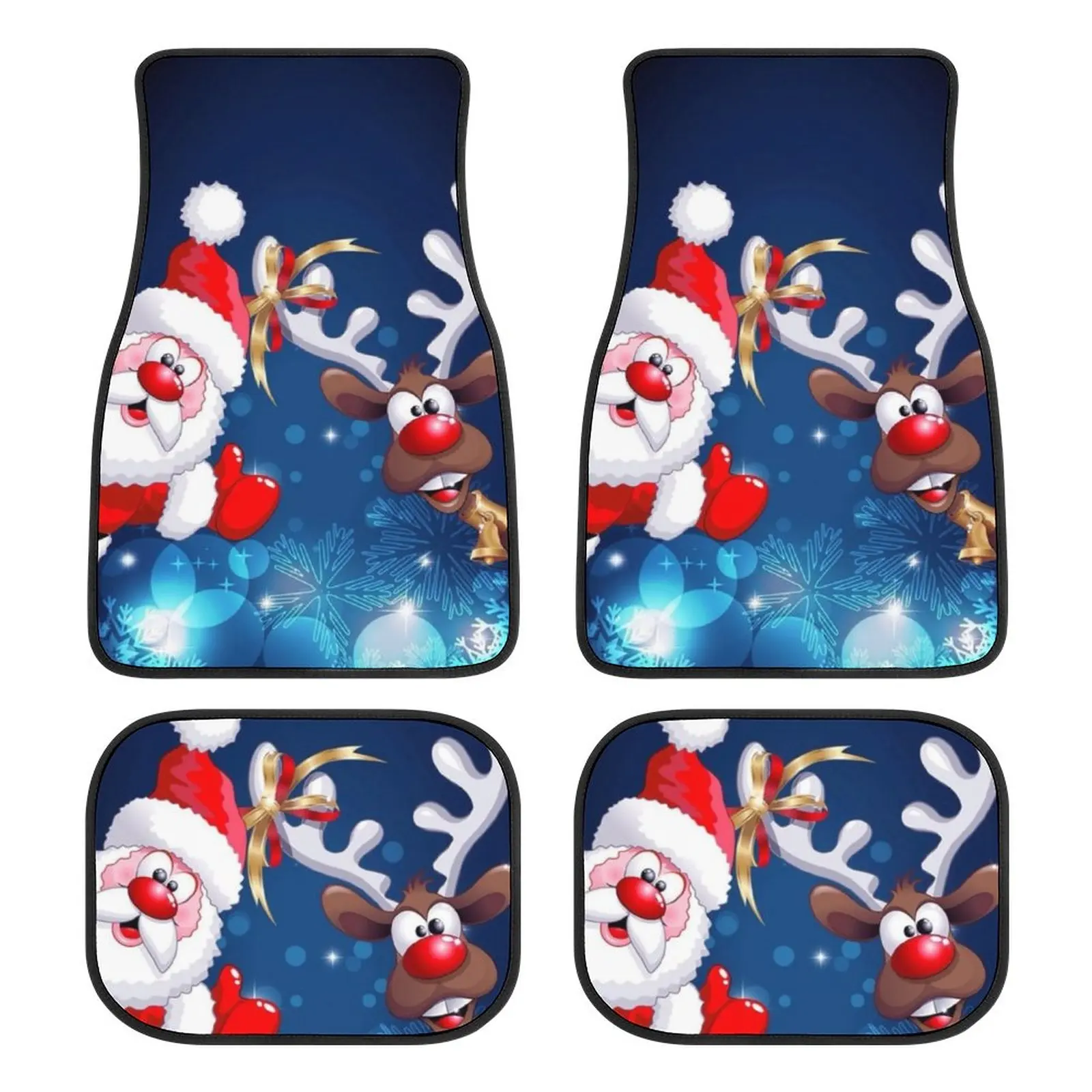 Happy Santa Claus pattern car mats auto parts car mats feathers protection car carpets non-slip elk snowflakes car mats 4pcs