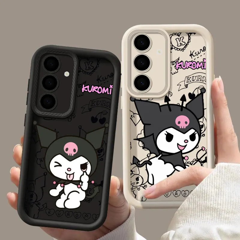 Funny Kuromi Sanrio Anime S24FE Phone Case For Samsung Galaxy S24 S23 S21 S20 Fe S25 Ultra S22 Plus S23 5G Shockproof Back Cover