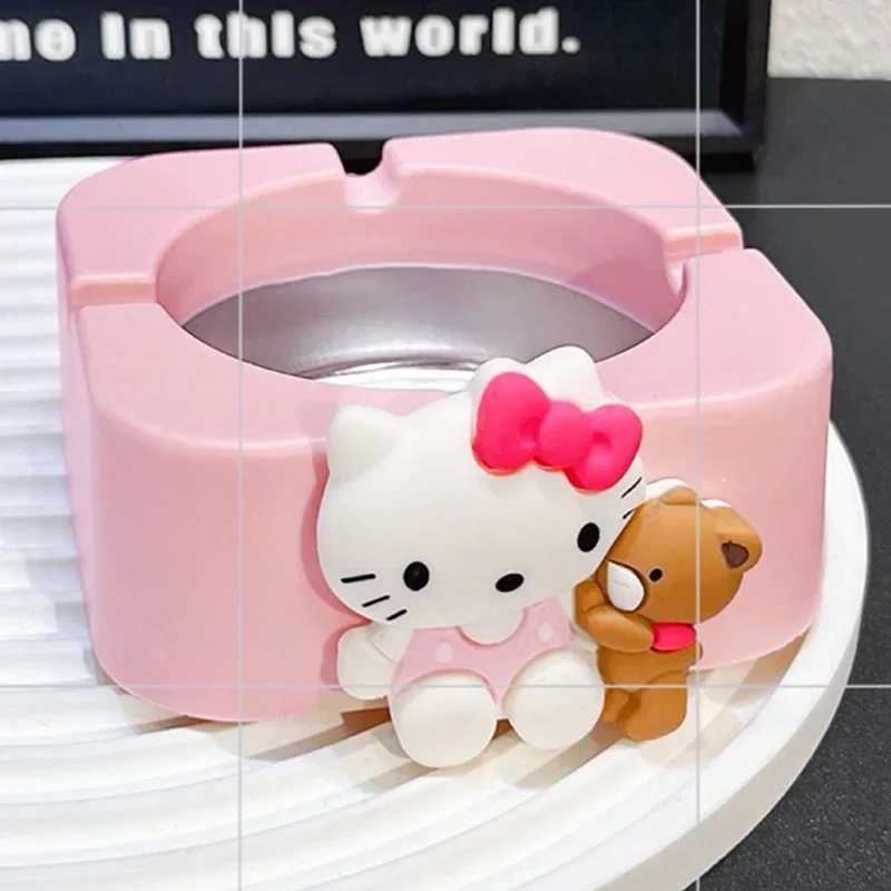 Kawaii Hello Kitty Y2k Ashtray Cute Cartoon Ceramics Creative Home Room Bedroom Office Anime Accessories Simple Ashtray Toy Gift