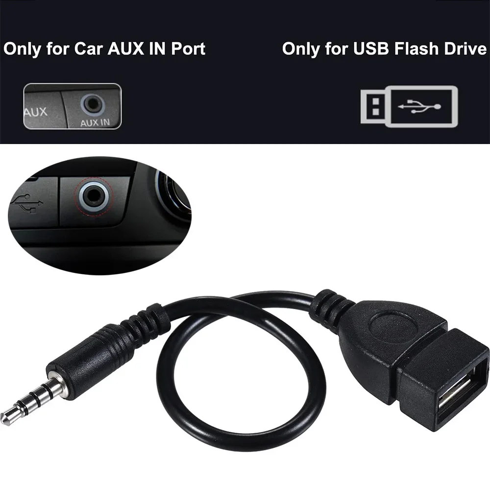 3.5mm Car AUX Audio Cable To USB Audio Cable Car Electronics for Play Music Black Car Audio Cable USB Headphone Converter