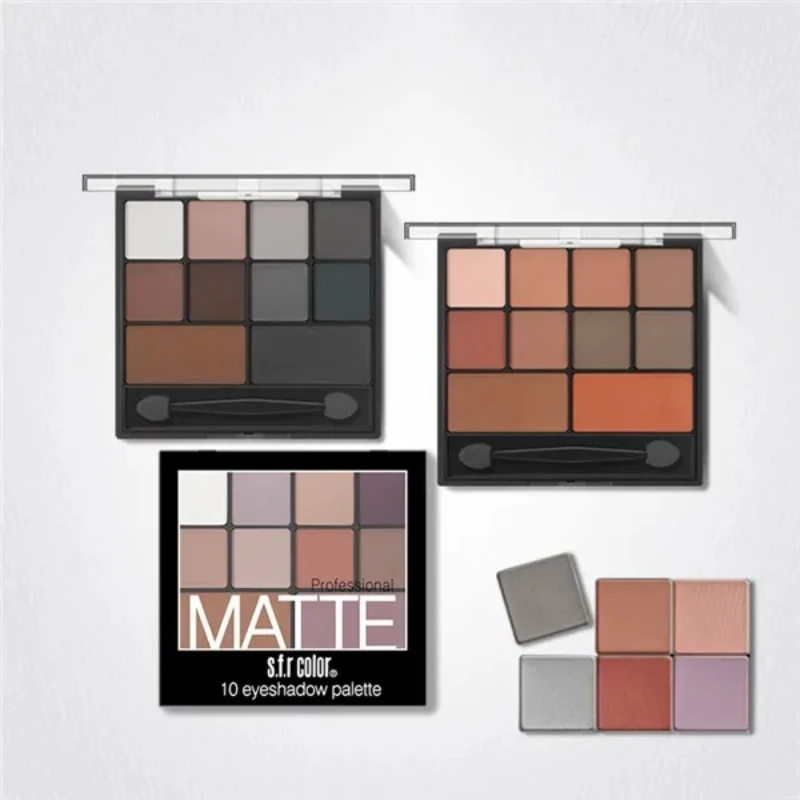 Palette de fards à paupières 10 couleurs, outils de maquillage, fard à paupières entièrement mat, poêle citrouille fumée, ombre à paupières nue avec brosse Maquiagem