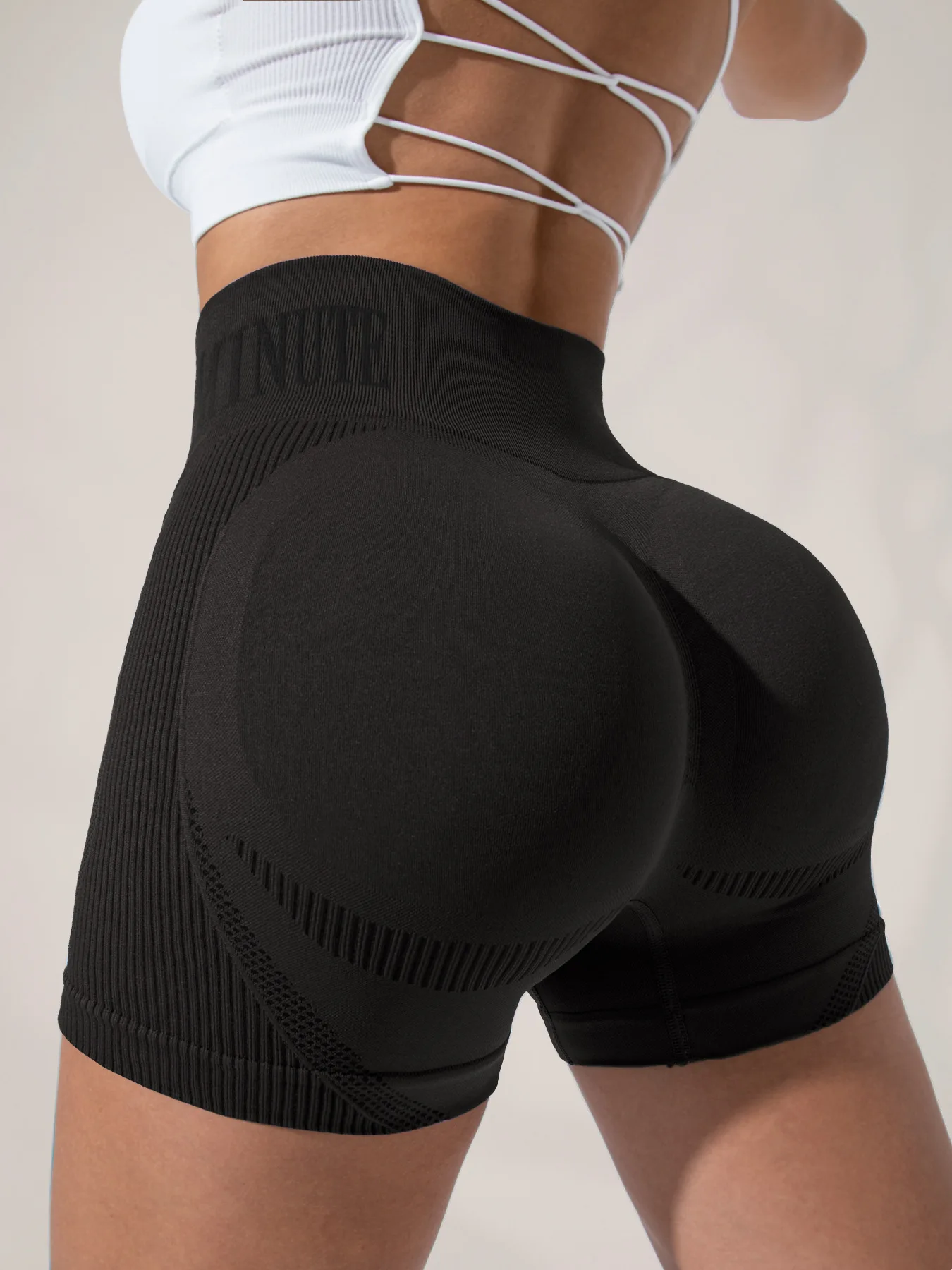 Damen Sand-Wash High-Waist Yoga-Shorts mit Bauchkontrolle und Po-Lifting-Effekt, Hochelastische Slim-Fit Sporthose für Laufen, Fitness und Workout – Detail 33