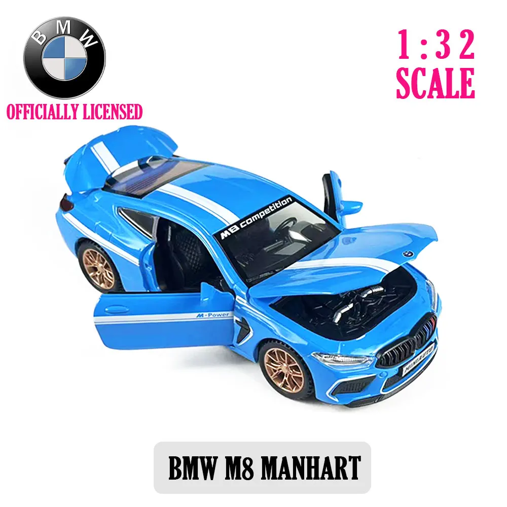

Bmw m8 manhart 1:32 Diecast Pullback Muscle Car Model Repilca with Light Sound Scale Alloy Miniature Kid Boy Xmas Gift Toy A