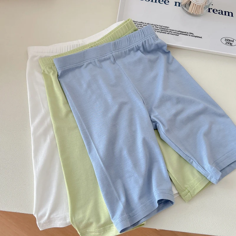 Summer Girls Casual Solid Color Short Children Modal Cotton Leggings Girl Skinny Safety Pants For Kids Clothing 3-9 Year