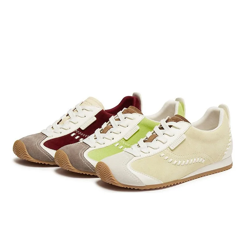 

Super Soft Cow Flip Spring New Retro German Training Shoes Women's Genuine Leather Casual Sports Platform Single Sneakers