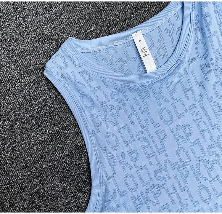 Neue ärmellose Pilates-Sportbluse für Damen, Sommer, dünne Weste, Fitness, schnelltrocknend, ärmelloses Yoga-Shirt, lockeres Oberteil. – Detail 12
