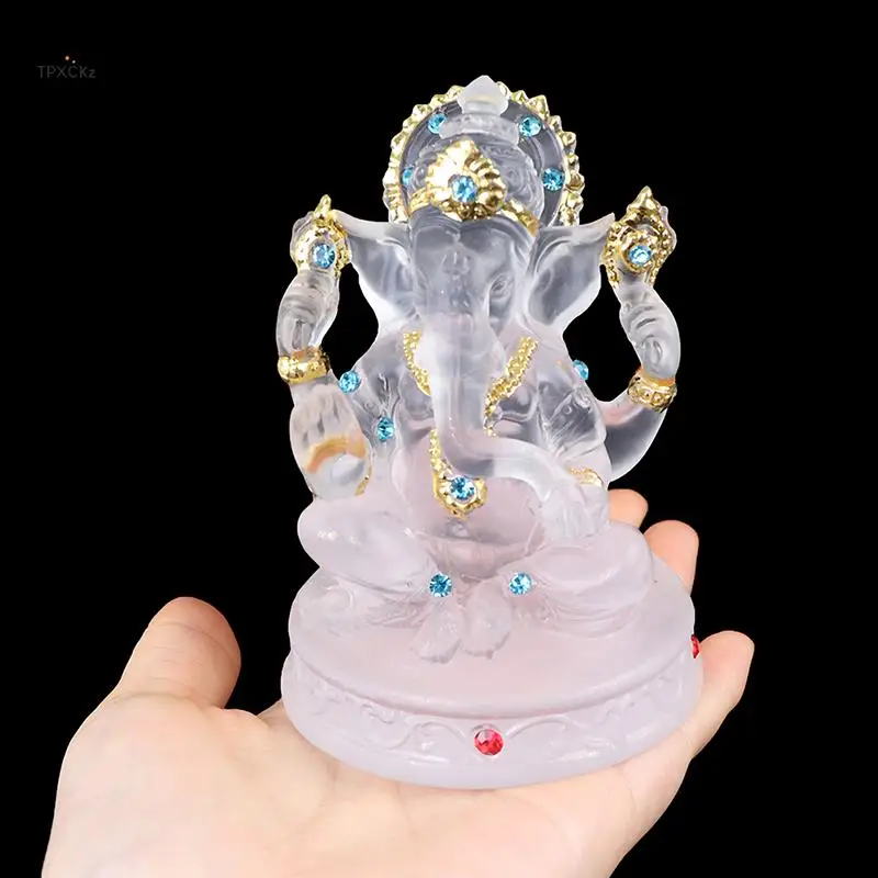 Ganesh Hindu Elephant God of Success Statue Resin Transparent Figurine Ornament